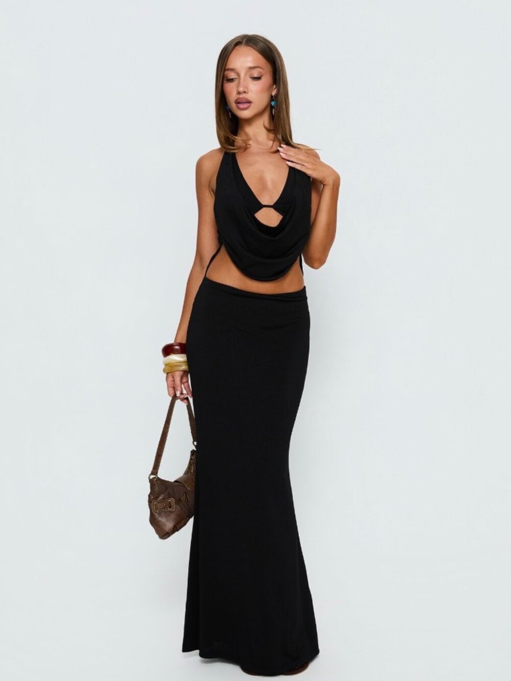 Princess Polly black cut out halter dress size 2 NWT